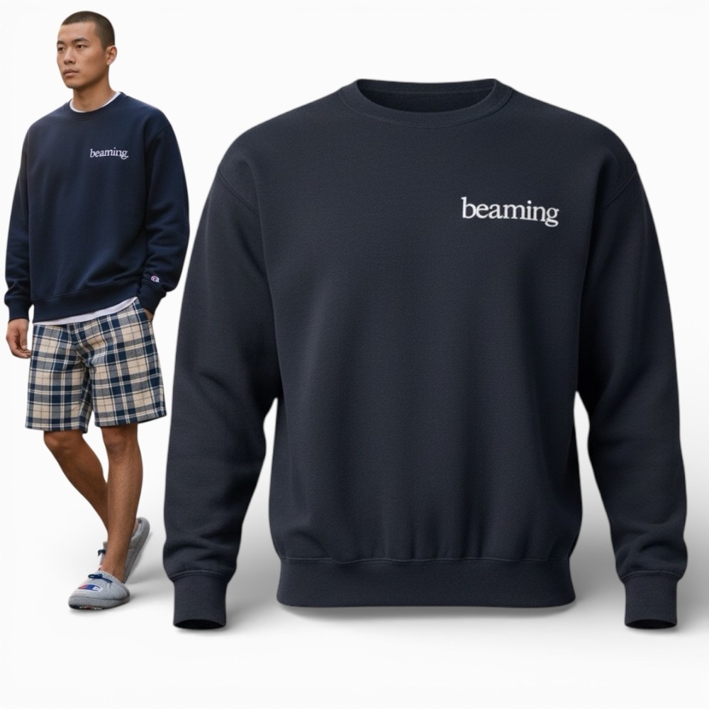 SWEATSHIRT NEW GILDAN back to school 'Beaming' logo black warm fall travel - Picture 1 of 14